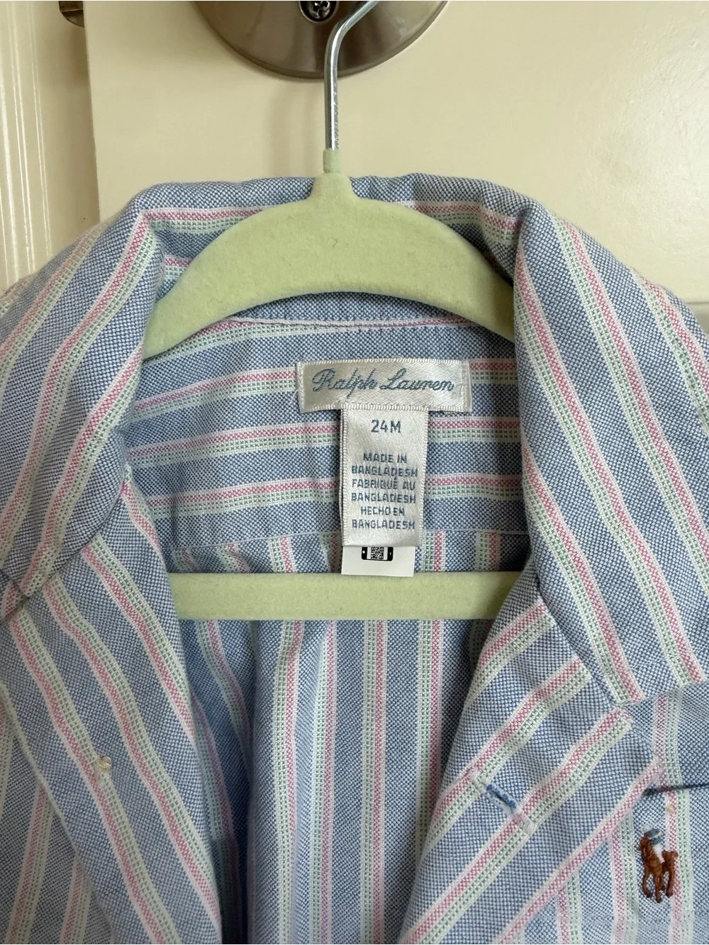 Ralph Lauren Pink & Light Blue Striped Baby Short Set